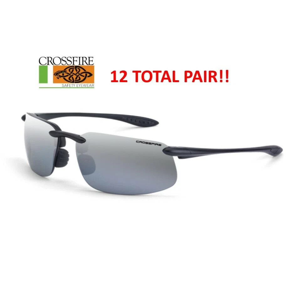 Crossfire ES4 2123 Safety Sunglasses With Black Frame Gray Lens,12 Total Pairs!! - Image 1 of 1