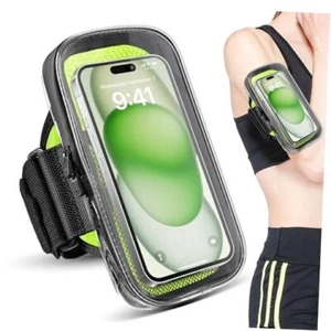 Clear Running Phone Holder Armband, Sports Armband Case for iPhone 15 14 Green - Picture 1 of 7