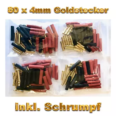 40 pares de enchufes de oro de 4 mm enchufe hembra tubo termorretráctil Lipo ... - Imagen 1 de 4