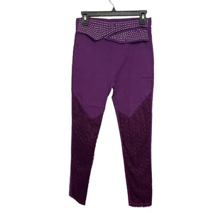 Womens Fancy Show Pants L/XL Pull-On Skinny Ankle Rhinestones Lace Onlay Pockets - Picture 1 of 15