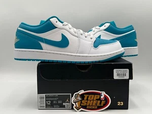 DS New Nike Air Jordan 1 Low Aqua tone Size 12 Authentic OG Retro White Blue - Picture 1 of 9