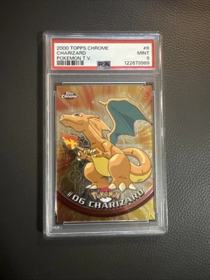 2000 Topps Chrome Pokémon TV Charizard Card #6 PSA Mint 9 - Image 1 of 4