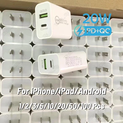 Para iPhone Teléfono Android USB Tipo C PD 20W Adaptador de Corriente Cargador Rápido Bloque Lote Foto 1 de 4