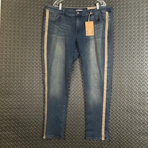 Jeans donna Coldwater Creek nuovi taglia 20 gamba affusolata denim pantaloni righe - Foto 1 di 9