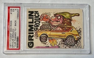 1970 Donruss Oddest Odd Rods Stickers #109 Grimlin Grouch Fan Art on Back  PSA 5 - Picture 1 of 3