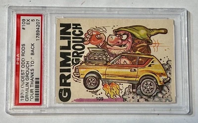 1970 Donruss Oddest Odd Rods Stickers #109 Grimlin Grouch Fan Art on Back  PSA 5 - Image 1 of 3
