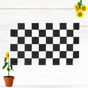 90 X150cm Racing Signal Flag Black Checkered Fabric Race Cheering - Picture 1 of 11