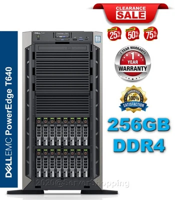 Dell PowerEdge T640 2x Gold 6138 2.00Ghz 40-Core 256GB RAM H730P  28.8TB SAS 10K - Image 1 of 4