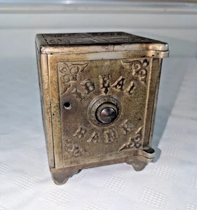 Antique Ideal Bank Nickel Plated 6" Cast Iron Toy Bank Early 1900s - Picture 1 of 8