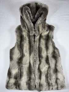 Kristen Blake Front Faux Fur Reversible Vest Zip Up Size Medium - Picture 1 of 12