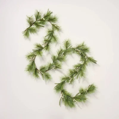 12' Faux Needle Pine & Snowberry Christmas Garland - Hearth & Hand with Magnolia - Image 1 of 3