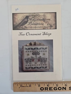 Nikyscreations Primitives TREE ORNAMENT SHEEP Counted Cross Stitch Pattern HTF - Image 1 of 3