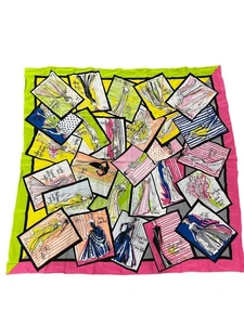 Bob Mackie Wearable Art Silk Scarf Square Gown Sketches Design Colorful NWB - Picture 1 of 12