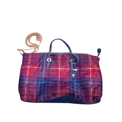 Tommy Hilfiger Crossbody Tote Purse Messenger Bag Red and Blue Plaid Stars - Image 1 of 4