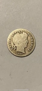 1907 O Barber Liberty Dime Scarce Semi Key Date Silver Coin New Orleans Mint - Picture 1 of 2