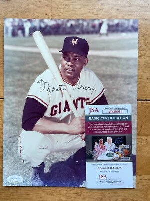DCC: Monte Irvin Auto 8x10 Color Photo NY Giants COA JSA - Image 1 of 2