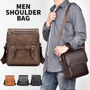 Mens Messenger Bag Retro Shoulder Bag Business Casual Work Bag Large Capacity - Picture 1 of 25