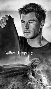 CHRIS HEMSWORTH THOR AVENGERS PORTRAIT Original Charcoal Drawing 13" x 19" - Picture 1 of 5