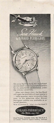 Girard Perregaux Anuncio Impreso Segunda Guerra Mundial Reloj Publicidad Sea Hawk Avión 1942 Foto 1 de 2