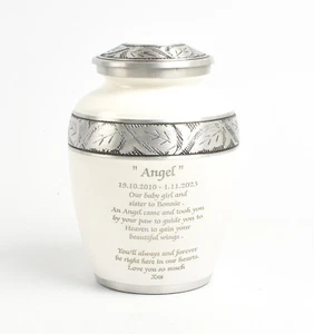 Urna conmemorativa personalizada blanca para cremación cenizas - Imagen 1 de 15