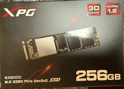 ADATA XPG SX6000 256GB M.2 2280 PCIe Gen3x2 SSD NVMe 1.2 ASX6000NP-256GT-C NEW - Image 1 of 2