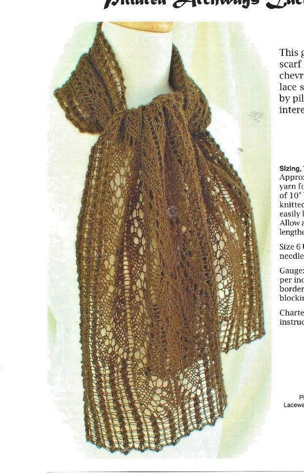 GORGEOUS LACE LEAF PILLARED ARCHWAYS SCARF to KNIT in LACEWEIGHT - HEARTSTRINGS - Image 1 of 1