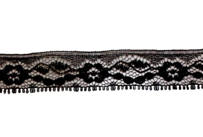 Cinta de ajuste negra de encaje de máquina de 3/4 pulgadas de ancho x 20 yardas Foto 1 de 3