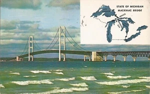  Mackinac Bridge, MICHIGAN - MAP INSERT - 1968 - Picture 1 of 2