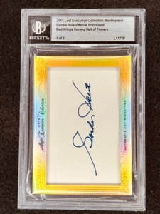 Gordie Howe Marcel Pronovost 2014 Leaf Masterpiece Cut Signature signed 1/1 JSA - Picture 1 of 2