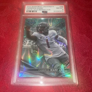 2022 Bowman’s Best U Aqua Lava Refractor Cameron Ward /199 PSA 8 WSU/Miami - Picture 1 of 3