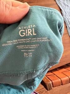 3 Pair Athelta Girl Size XL Leggings Teal Green, Light Blue, and Blue and White - Picture 1 of 9