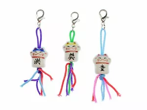 3er Set Glücksbringer Katze Charm Miniblings Anhänger Winkekatze Porzellan - Bild 1 von 6