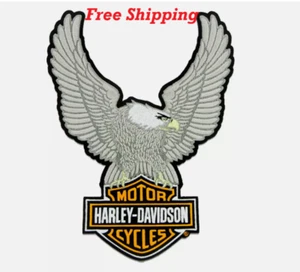 Harley-Davidson Large Eagle Bar and shield Embroidered patch sew & iron on 10 in - Picture 1 of 2