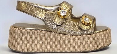 Auténticos Zapatos de Diseñador Italiano de Cuero Loriblu Dorado Nueva Colección Foto 1 de 4