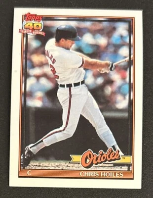 Tarjeta de béisbol 1991 Topps Chris Hoiles #42 receptor de los Orioles en muy buen estado buen estado Foto 1 de 2