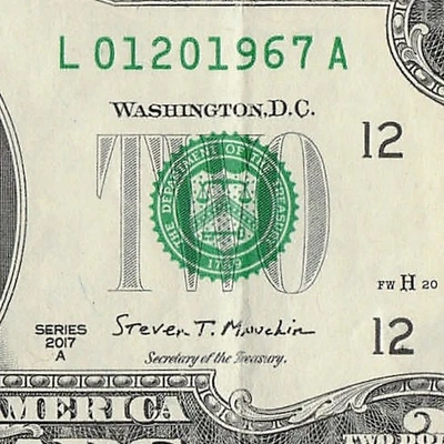 JAN 20 1967 Birthday Fancy Serial Number Date Note One Dollar Bill 01 20 1967 - Image 1 of 4