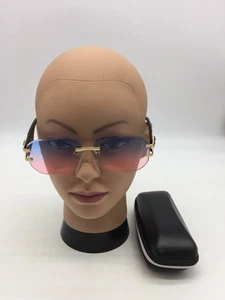 Occhiali da sole Versace Fashion trendy oro/nero senza montatura 61-17-145 lenti blu/rosa - Foto 1 di 9
