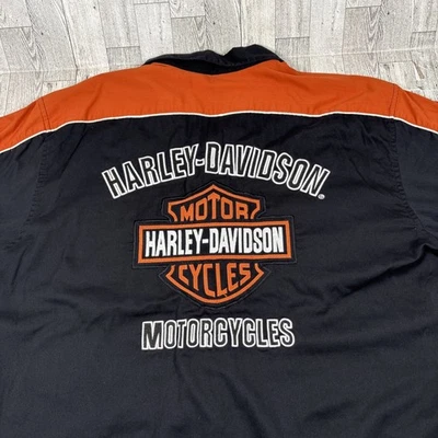 Camisa Harley-Davidson Abotonada 3XL Negra Naranja Motociclista Mecánico Foto 1 de 4