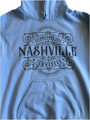 Nashville Tennessee Sudadera con Capucha Azul Cielo Para Mujer’s S Estampado Azul Marino Gildan Recuerdo de Viaje  Foto 1 de 4