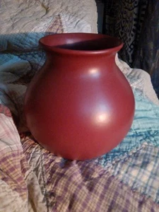 Pottery Barn Barn Red Large Round Stoneware Vase - Picture 1 of 1