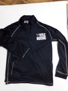 Title Boxing warmup Hoodie Mens Sz L preowed Black W White Threading - Picture 1 of 16