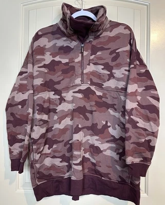 Old Navy Mujer Gran Tamaño Vellón Forrado Camuflaje 1/2 Cremallera Sudadera Bolsillos Talla L Usado en Excelente Condición Foto 1 de 4