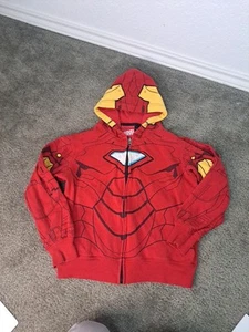 Mad ENGINE Marvel Iron Man Boys Size 7 Red Zip Up Seeater Hoodie Long SLEEVE - Picture 1 of 9
