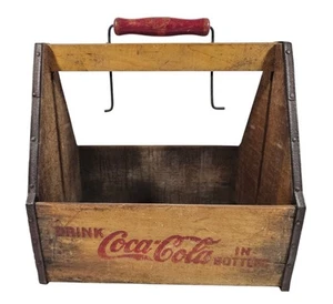 VTG 1940s Coca-Cola Wooden Bottle Carrier War Wings Design - Picture 1 of 10