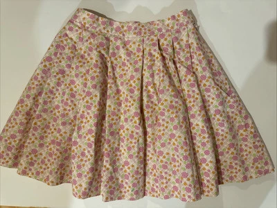 American Girl KIT Girls Floral Skirt Size 7 Pleated Lined Linen Cotton - Image 1 of 4