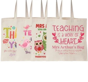 Personalised Teacher Tote Bag Cotton Gift - 9 Designs, 2 Sizes Available #TD - Picture 1 of 19