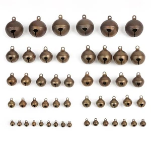 Antiqued Bronze Brass Metal Jingle Bells Small Pendant Charms 6mm to 25mm Bells - Picture 1 of 17