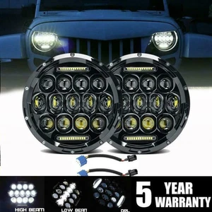 Pair 7" LED Headlights Angel Eyes DRL Hi-Low Beam For Chevrolet P10 P20 P30 Van - Picture 1 of 12