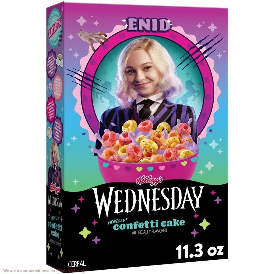 Kellogg's 2 BOXES Wednesday Enid Halloween Cereal Howlin' Confetti Cake 11.3oz