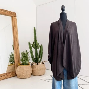 Ann Taylor O/S Wollmischung vorne offen Poncho Wickel Pullover Cardigan braun - Bild 1 von 12